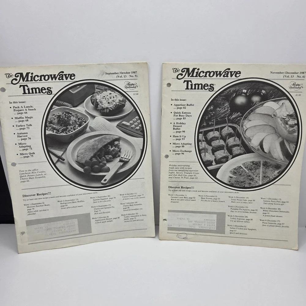 The Microwave Times Magazine Lot of 2 1987 Vol 13 Vintage Recipe Issues